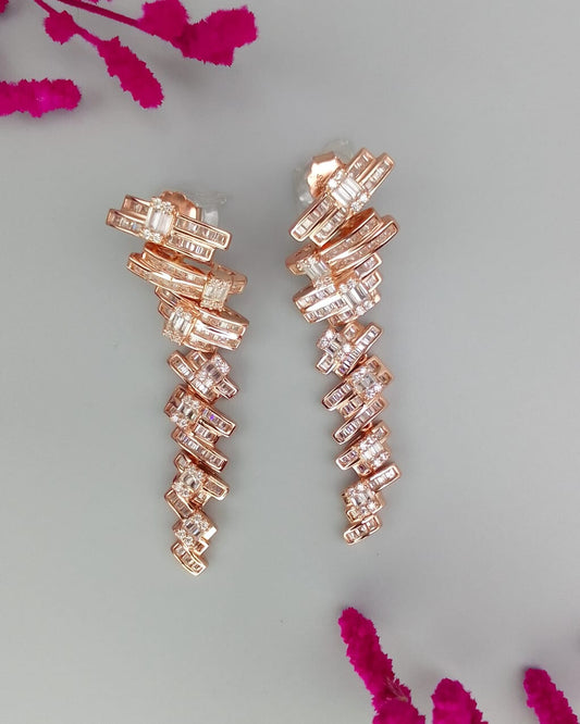 Silver stone gold dangler earrings