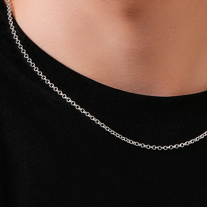 Rolo Chain Necklace 925 Sterling Silver Men's