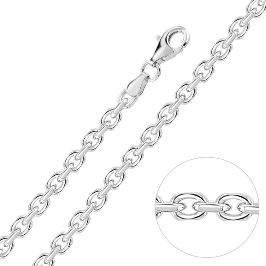Sterling Silver 3.5mm Anchor Chain Necklace Diamond Cut
