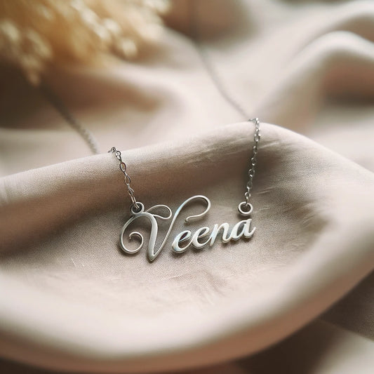 Veena Name Pendant Necklace in Premium Sterling Silver 925