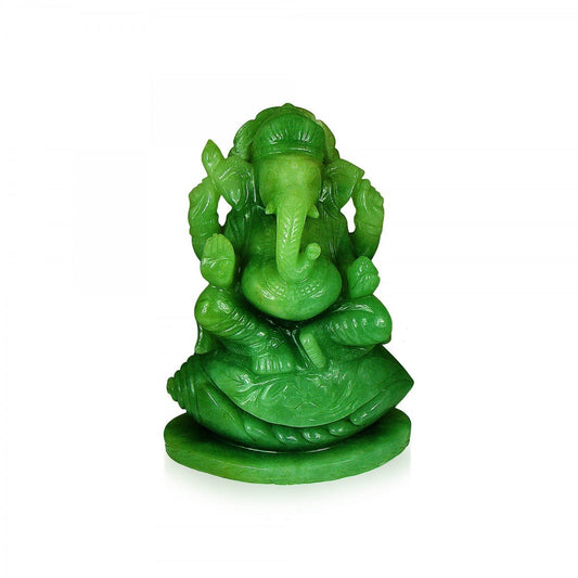 God Idols Offer your Prayers to Green Jade Stoned Lord Ganesha Image 1