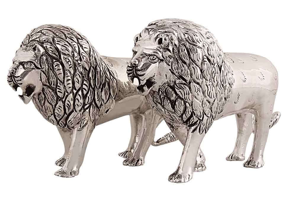 Silver Gift and Articles Silver Pair Of Lion Image 2