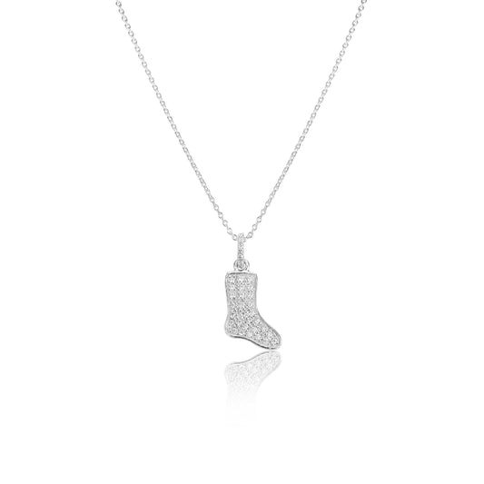 Silver Necklace Silver Dotted Boot Necklace