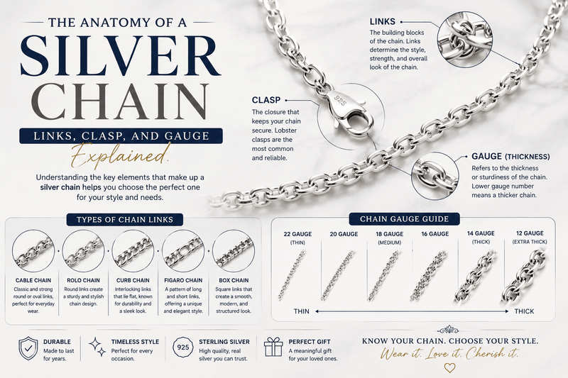 Anatomy of a Silver Chain: Links, Clasp, and Gauge Explained - VerveJewels