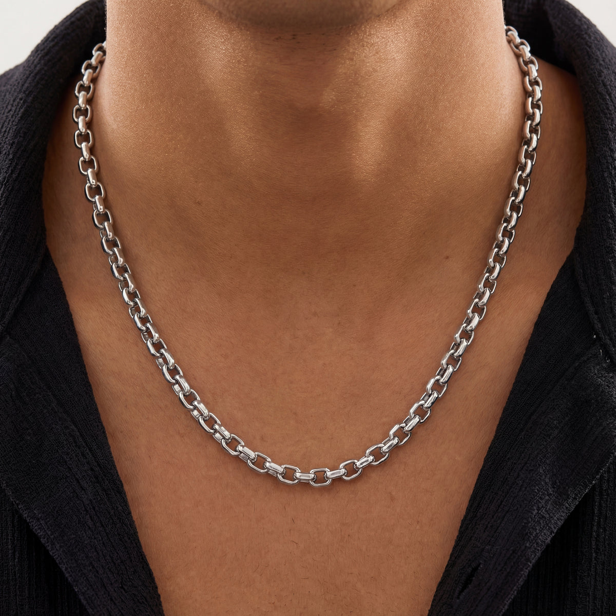 Anchor Chain Neckalce 925 Sterling Silver 22 Inch - Men's