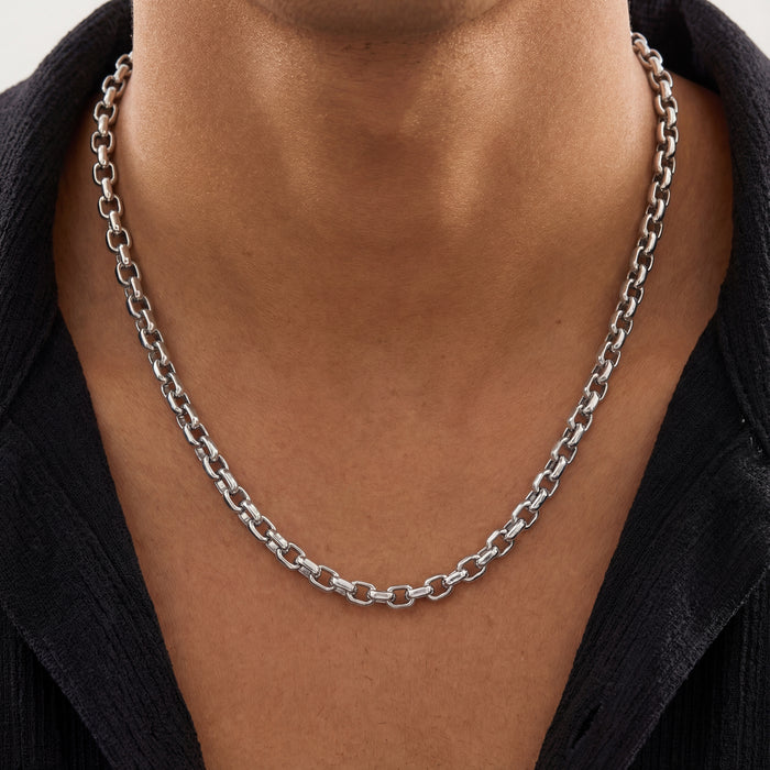 Anchor Chain Neckalce 925 Sterling Silver 22 Inch - Men's