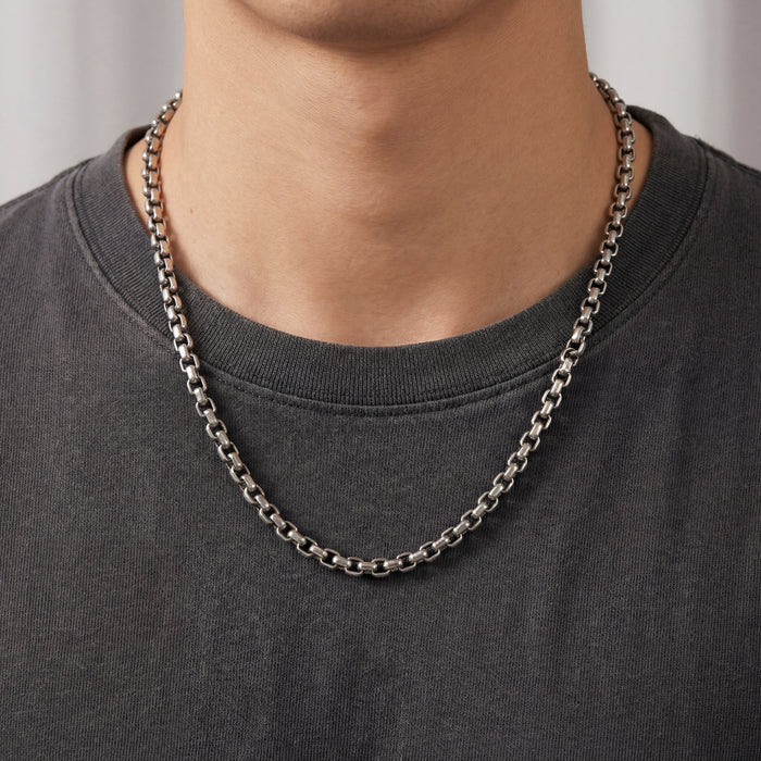 Anchor Chain Neckalce 925 Sterling Silver 23 Inch - Men's