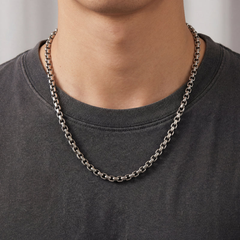 Anchor Chain Neckalce 925 Sterling Silver 23 Inch - Men's