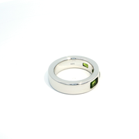 Silver Band Ring with Emerald-Cut Peridots