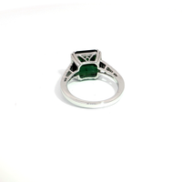 Silver Cocktail Ring with Octagon Green Tourmaline & Diamonds