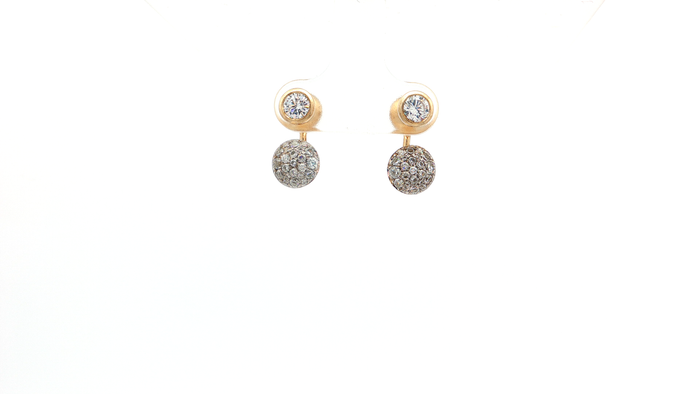 Sterling Silver Stud Earrings with Round CZ