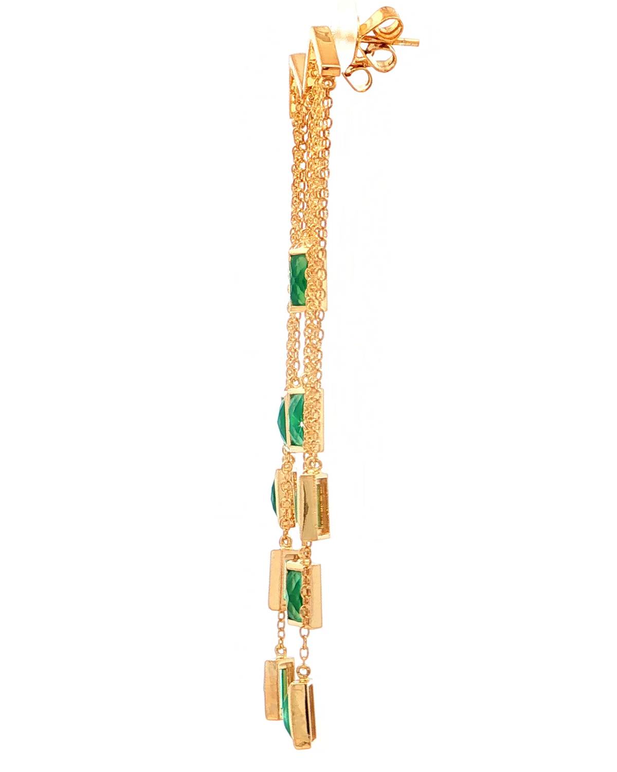 Silver Green Onyx Dangle Earrings