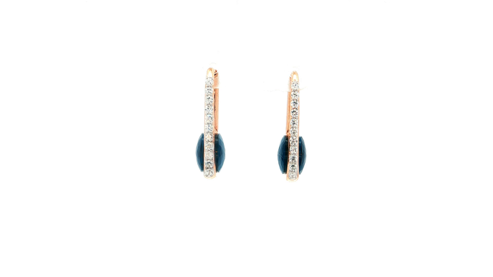 Rose Gold Plated Silver Dangle Earrings with Topaz & CZ Accents