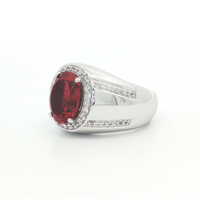 Sterling Silver Signet Ring with Oval Synthetic Ruby