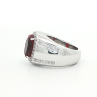 Sterling Silver Signet Ring with Oval Synthetic Ruby