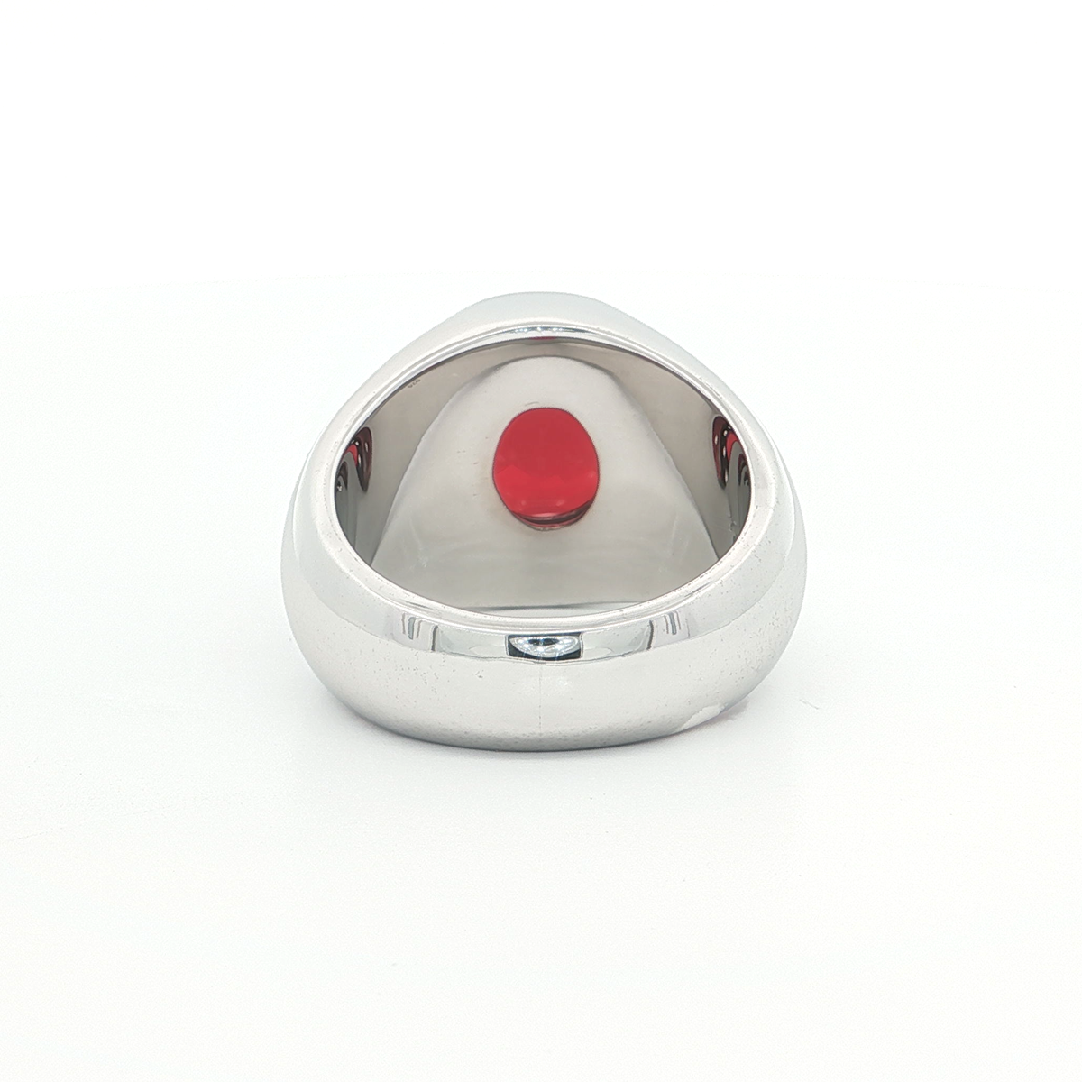 Sterling Silver Signet Ring with Oval Synthetic Ruby