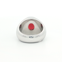 Sterling Silver Signet Ring with Oval Synthetic Ruby