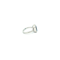 Emerald Cut Blue Topaz Solitaire Ring in White Gold Finish Sterling Silver