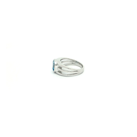 White Gold over Sterling Silver Cocktail Ring with Emerald Cut Swiss Blue Topaz