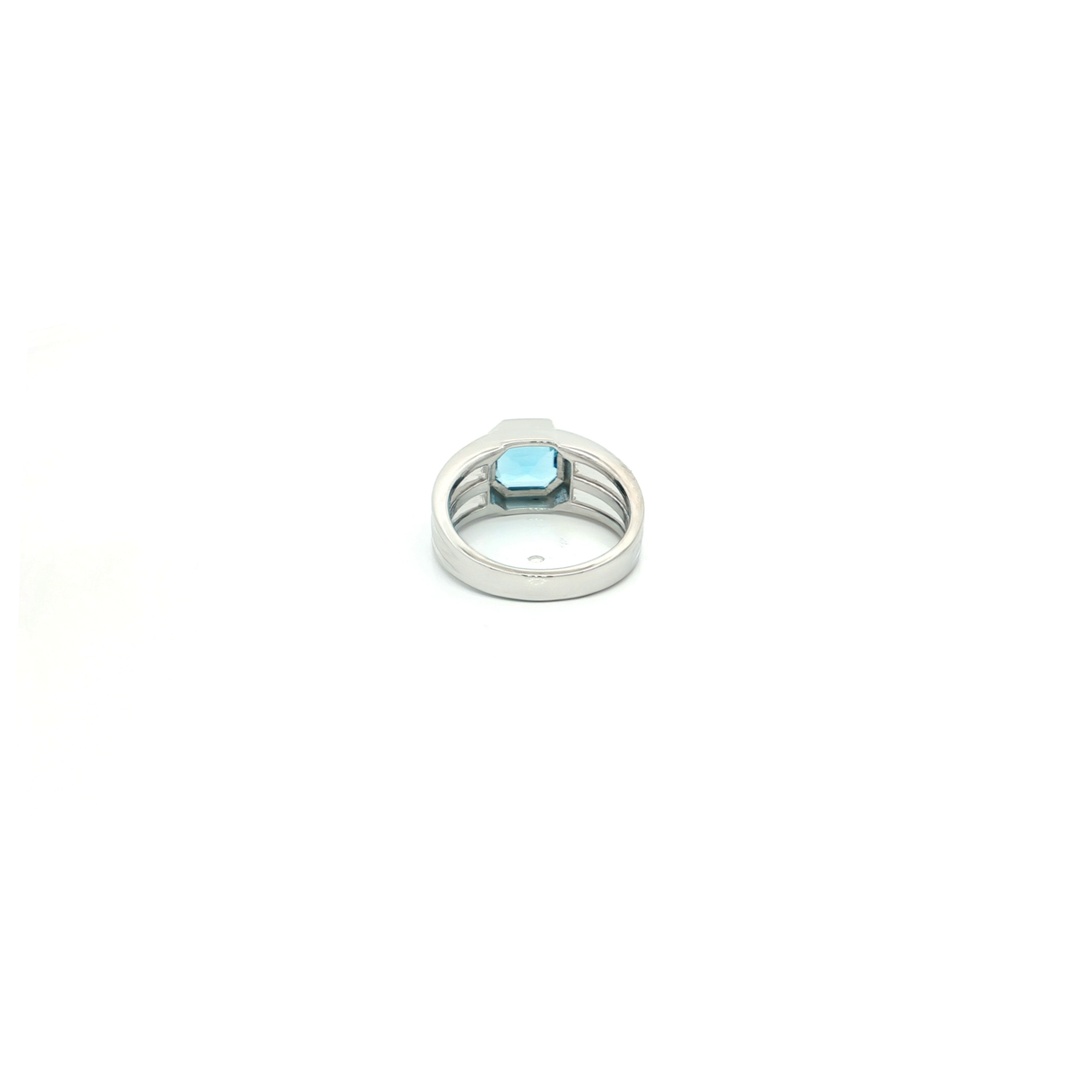 White Gold over Sterling Silver Cocktail Ring with Emerald Cut Swiss Blue Topaz