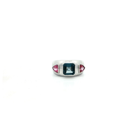 Sterling Silver Ring with Octagon Cut Blue Topaz Center Stone
