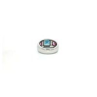 Sterling Silver Ring with Octagon Cut Blue Topaz Center Stone