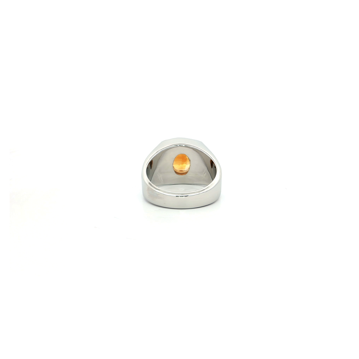 Citrine Cocktail Ring in White Gold Plated Silver