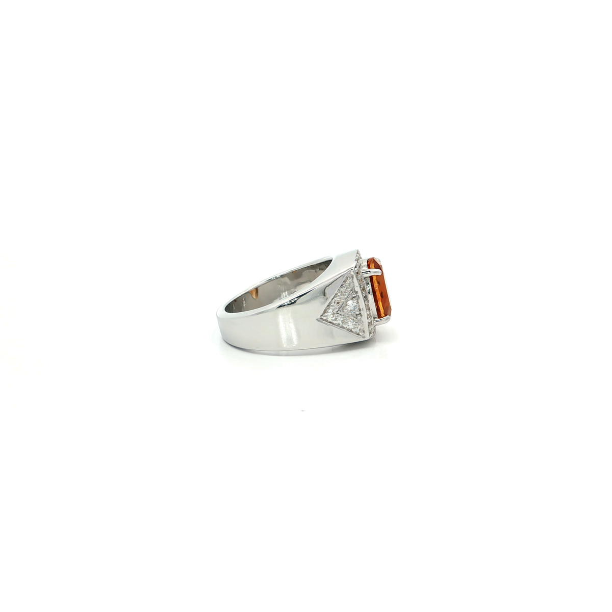 Citrine Cocktail Ring in White Gold Plated Silver