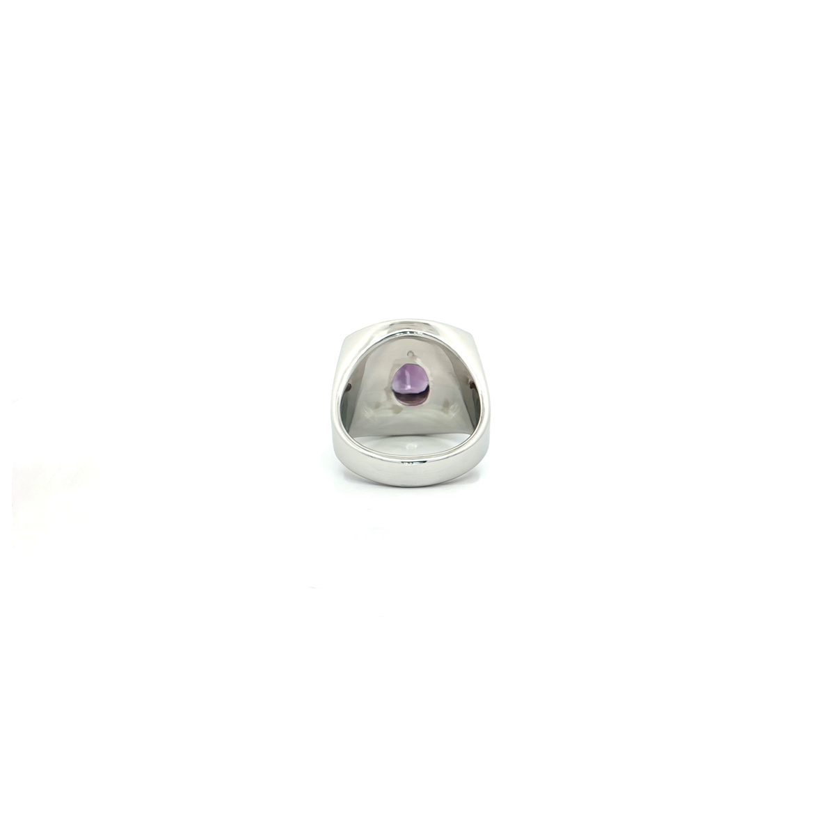 Sterling Silver Signet Ring with Oval Cut Amethyst