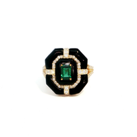 Silver Cocktail Ring with Octagon Emerald