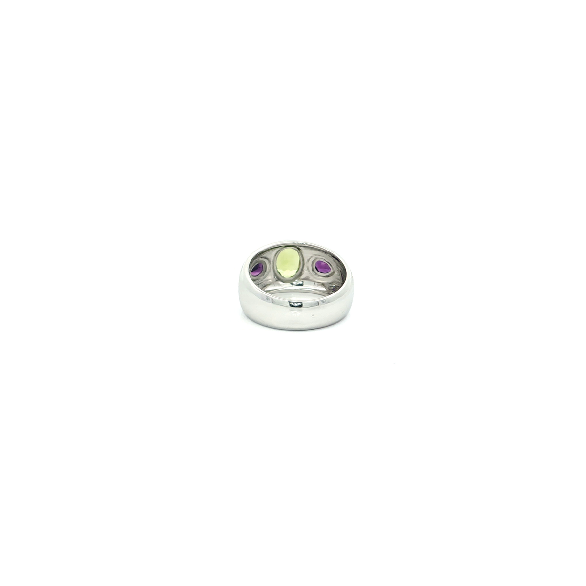 Silver Multistone Ring with Oval Peridot