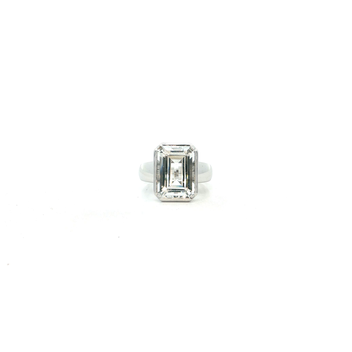 Sterling Silver Octagon-Cut White Topaz Solitaire Ring