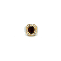 Sterling Silver Signet Ring with Oval-Cut Red Garnet