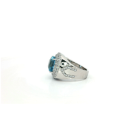 Sterling Silver Cocktail Ring with Cushion Cut Sky Blue Topaz