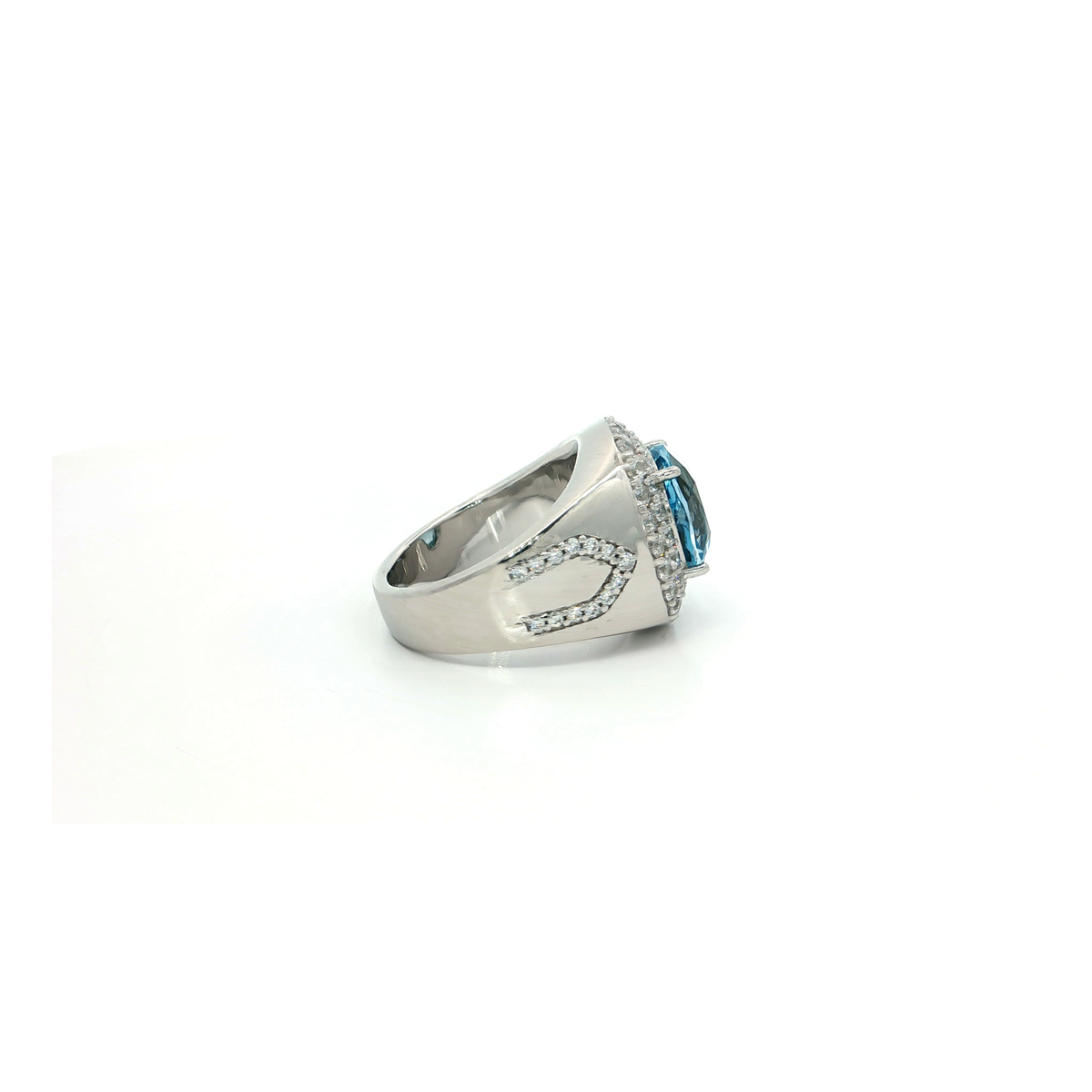 Sterling Silver Cocktail Ring with Cushion Cut Sky Blue Topaz