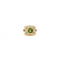Yellow Gold Plated Silver Multistone Ring with Green Peridot