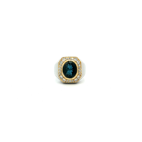 Sterling Signet Ring with Deep Blue Oval London Blue Topaz Cabochon