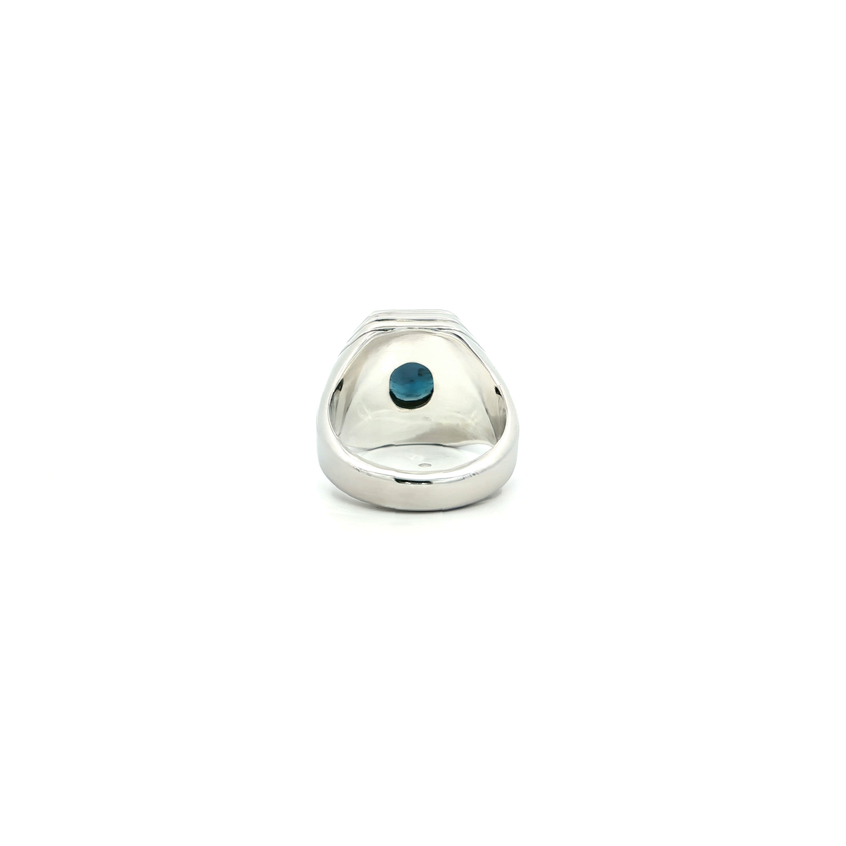 Sterling Signet Ring with Deep Blue Oval London Blue Topaz Cabochon