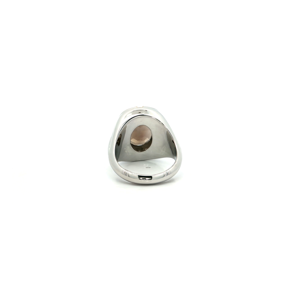 Silver Signet Ring with Oval Cut Smoky Quartz