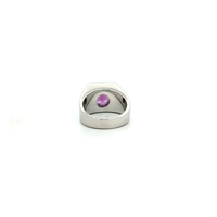 White Gold Plated Silver Signet Ring with Oval Amethyst