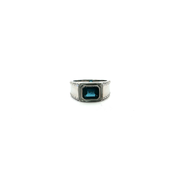 Silver Signet Ring with London Blue Topaz