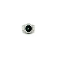 Silver Signet Ring with Black Onyx Cabochon