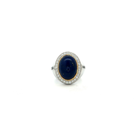 Silver Signet Ring with Lapis Lazuli Cabochon and Yellow Gold Details