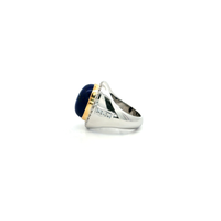 Silver Signet Ring with Lapis Lazuli Cabochon and Yellow Gold Details