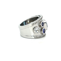 White Gold Plated Silver Multistone Ring with Tanzanite