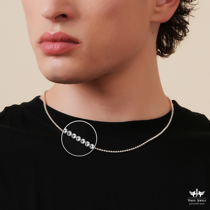 Ball Chain Necklace 925 Sterling Silver 1.8mm - Men's