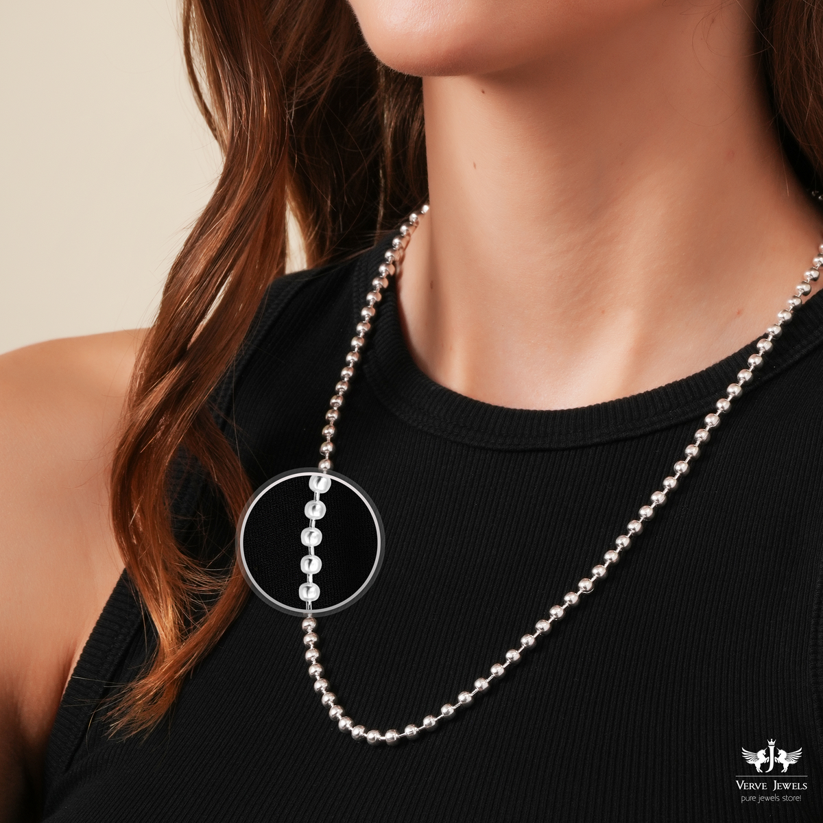 Ball Chain Necklace 925 Sterling Silver 4mm Unisex