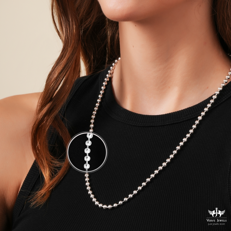 Ball Chain Necklace 925 Sterling Silver 4mm Women's – VerveJewels