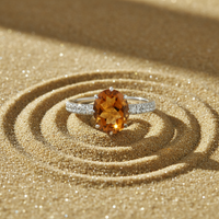 Oval Synthetic Citrine Ring with CZ Accents in Silver