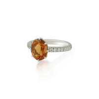 Oval Synthetic Citrine Ring with CZ Accents in Silver